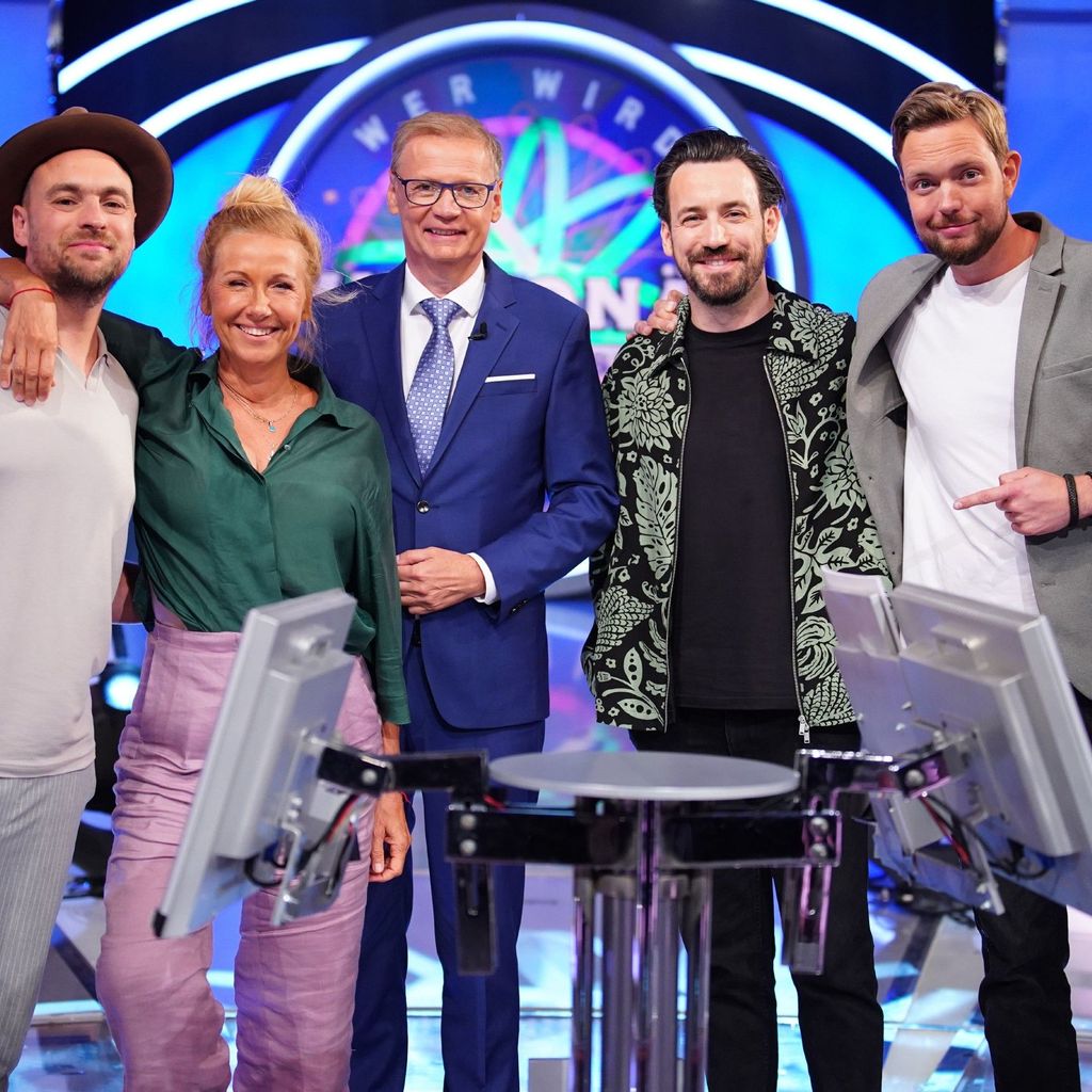 Max Mutzke, Andrea Kiewel, Günther Jauch, Jan Köppen und Bastian Bielendorfer
