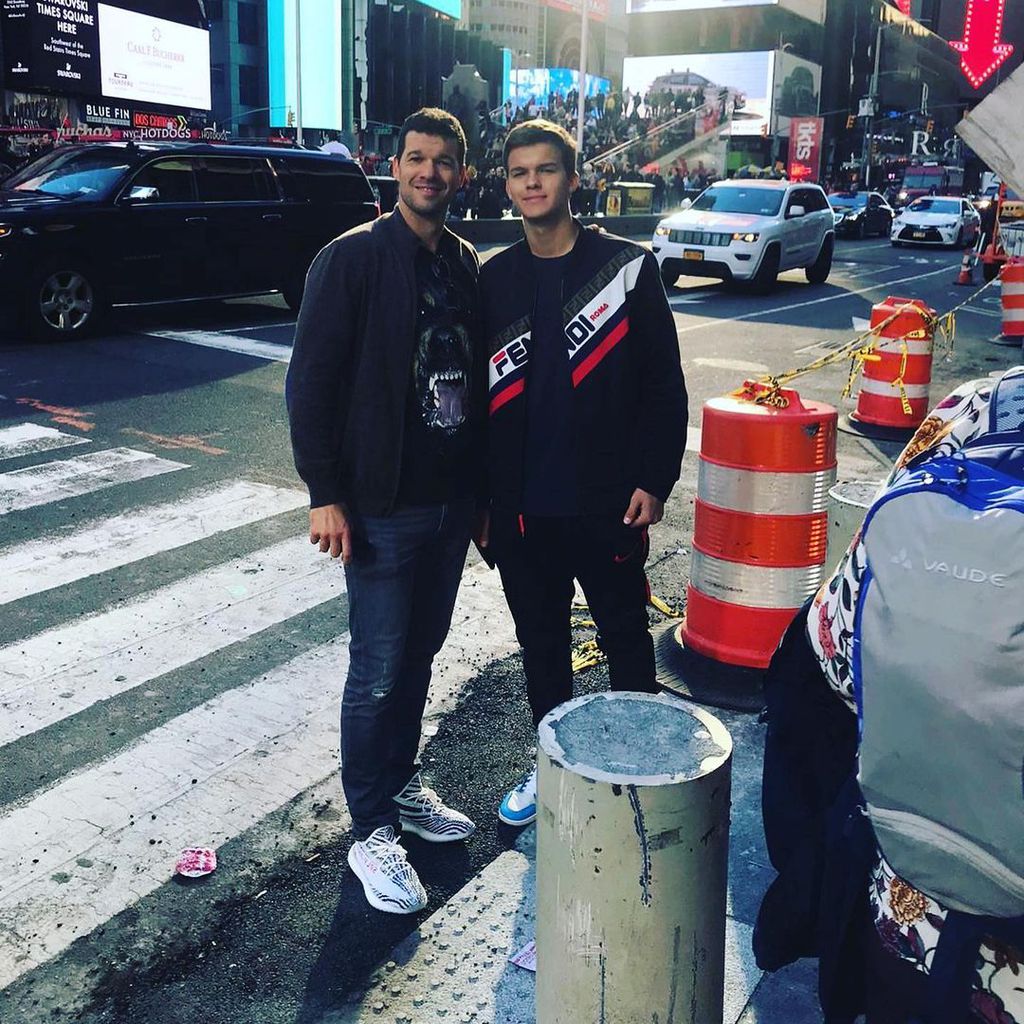 Michael Ballack mit seinem Sohn Emilio in New York City, 2019