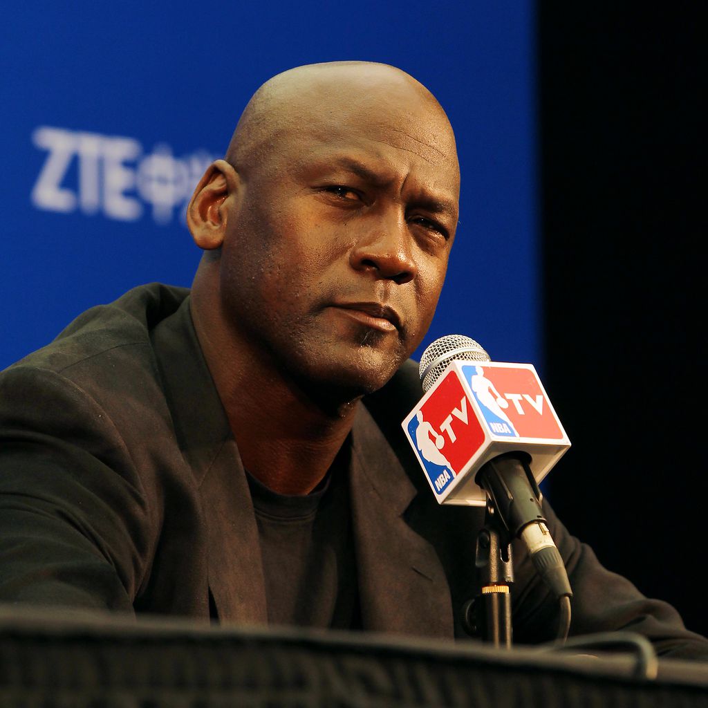 Michael Jordan bei einer Pressekonferenz in Shenzhen im Oktober 2015