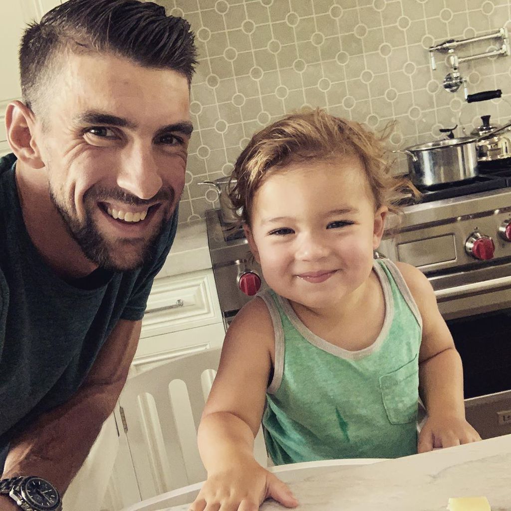 Michael Phelps mit Söhnchen Beckett