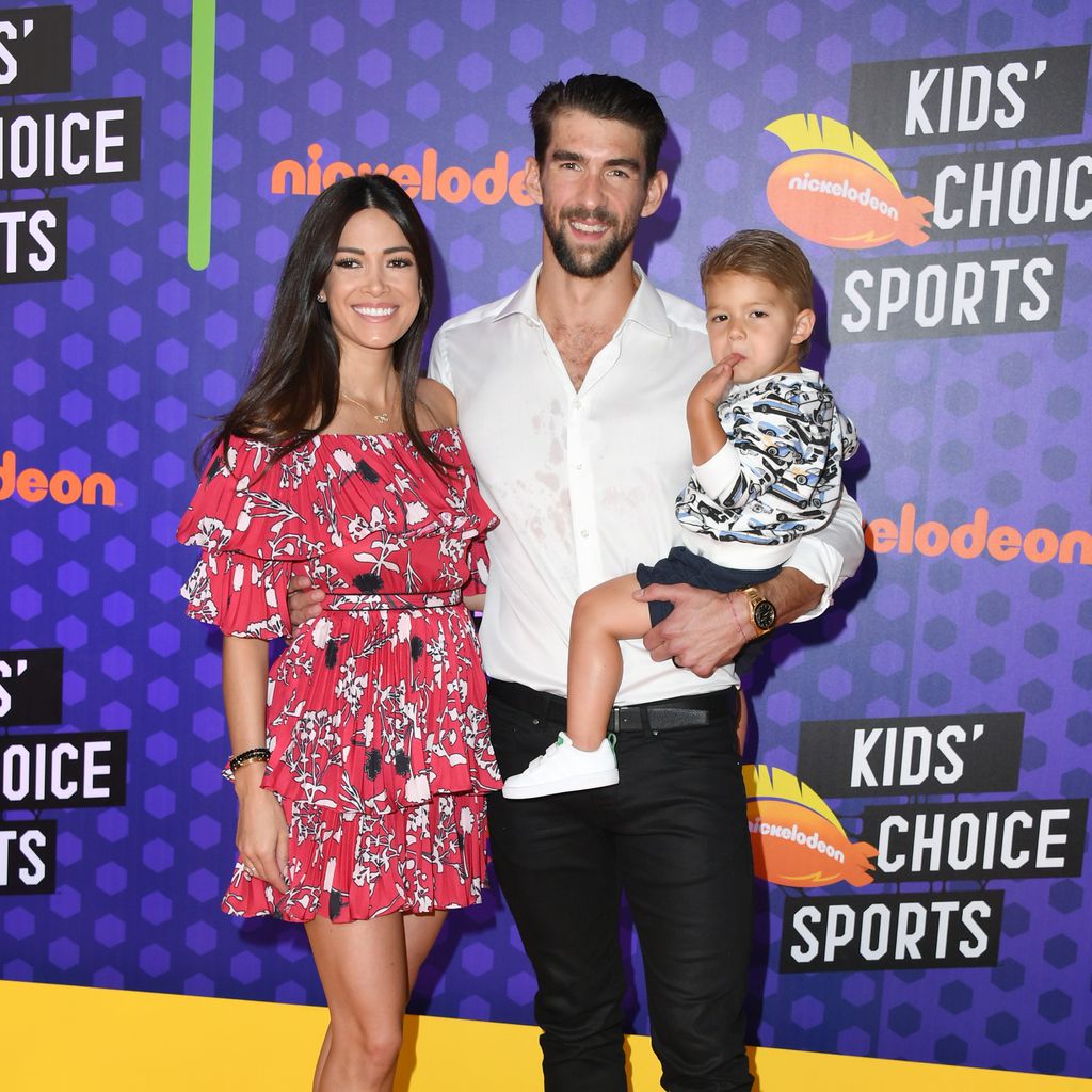 Michael Phelps mit seiner Frau Nicole Johnson und seinem Sohn Boomer Robert