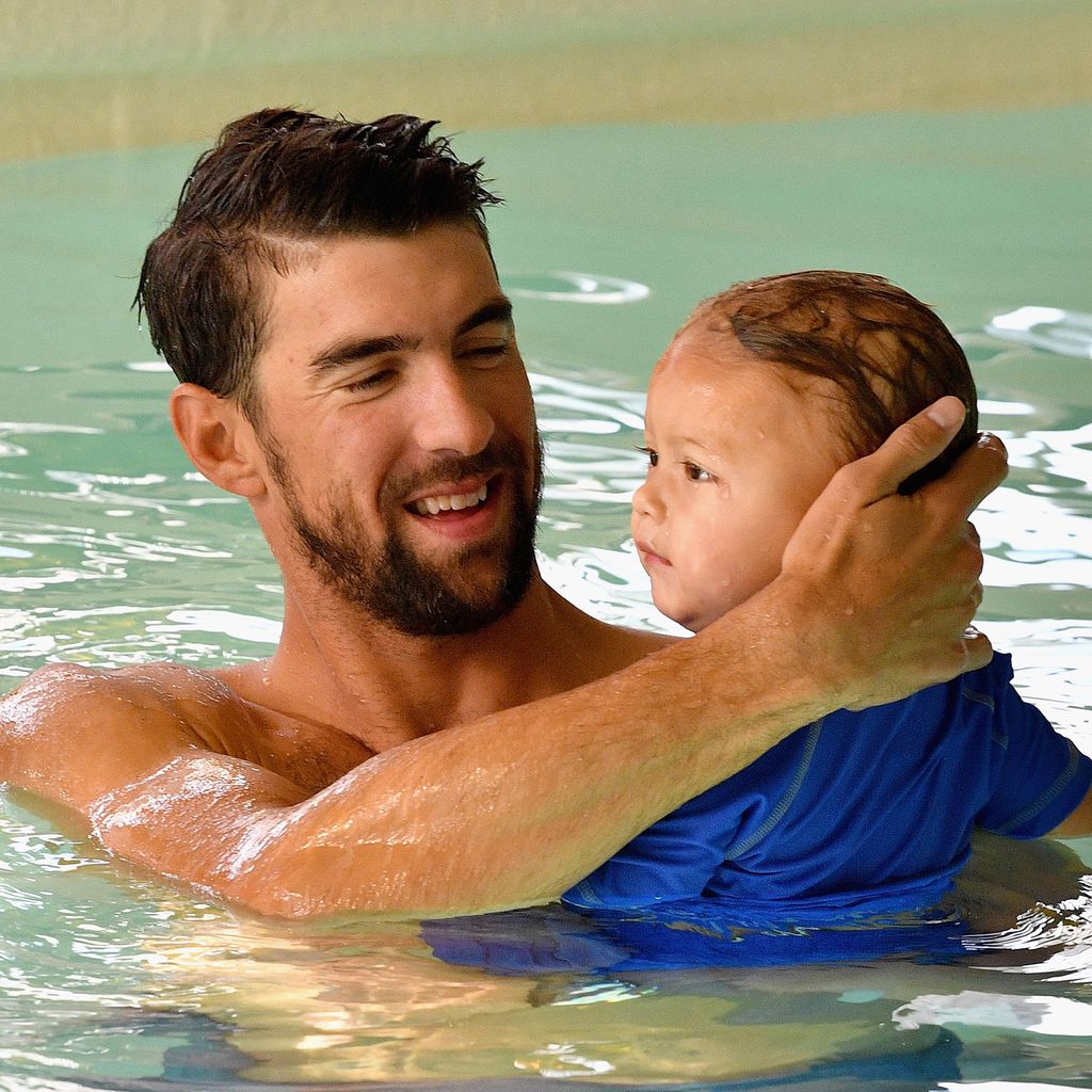 Michael Phelps mit Söhnchen Boomer
