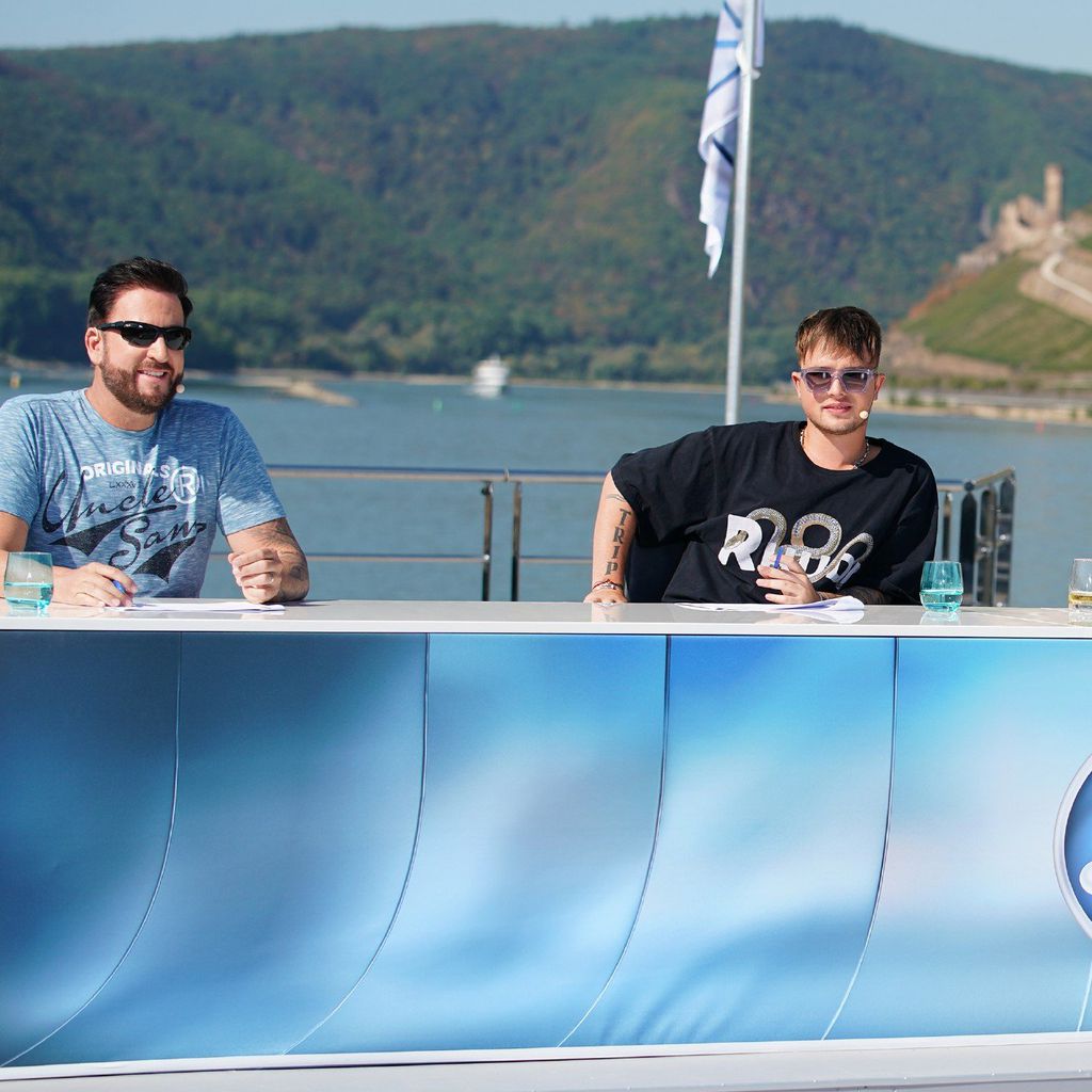 Michael Wendler, Mike Singer, Maite Kelly und Dieter Bohlen auf dem DSDS-Boot