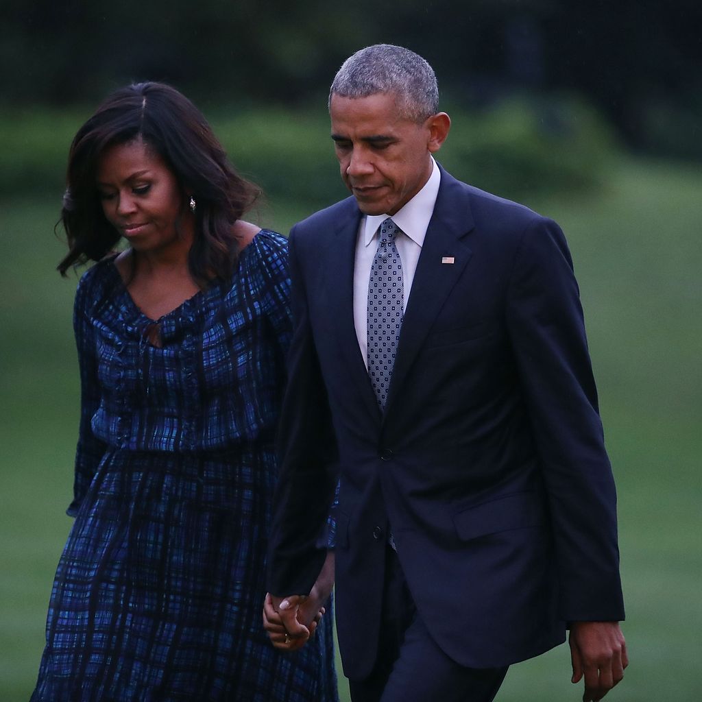 Michelle und Barack Obama vor dem Weißen Haus