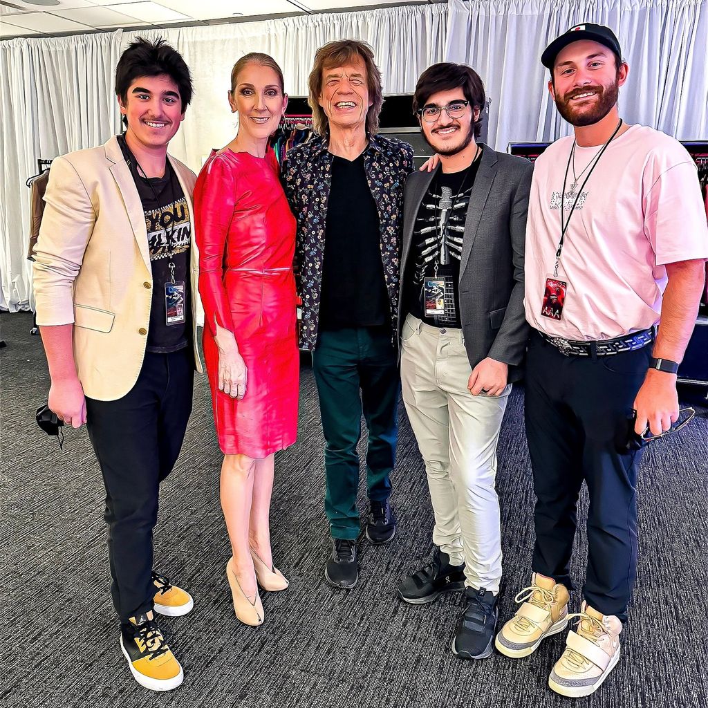 Nelson Angélil, Céline Dion, Mick Jagger, Eddy Angélil und René-Charles Angélil