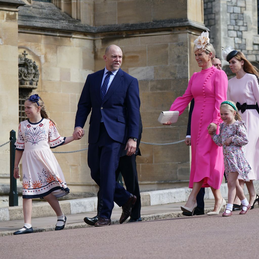 Mike und Zara Tindall mit ihren Töchtern Mia und Lena, April 2023