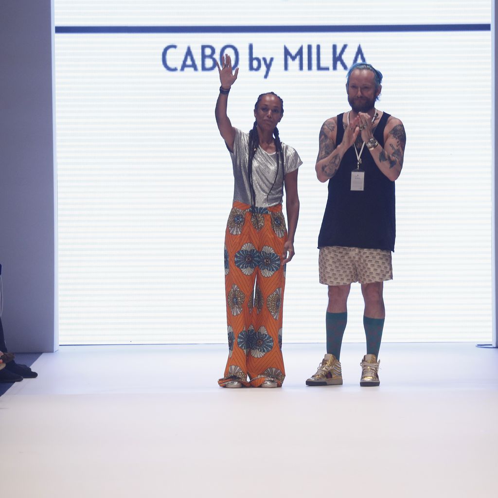 Milka Loff Fernandes und Franz-Josef Baur während der CABO by MILKA-Fashionshow in Düsseldorf