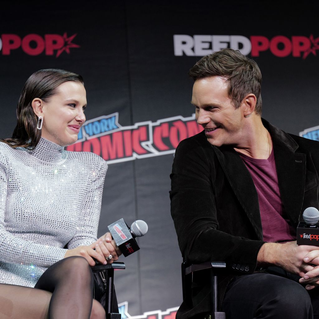 Millie Bobbie Brown und Chris Pratt bei der Comic Con, 2024