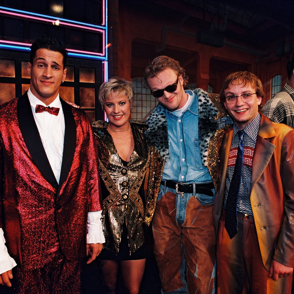 Mirco Nontschew, Tanja Schumann, Stefan Raab, Wigald Boning und Stefan Jürgens, 1995