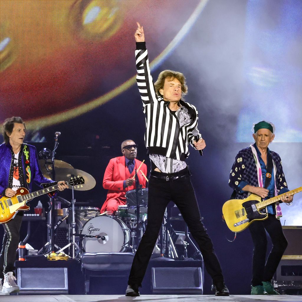 Ronnie Wood, Steve Jordan, Mick Jagger und Keith Richards von The Rolling Stones, Juli 2024