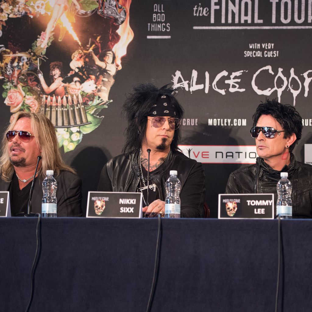 Mötley Crüe (v.l. Vince Neil, Nikki Sixx, Tommy Lee, Mick Mars) in London, 2015