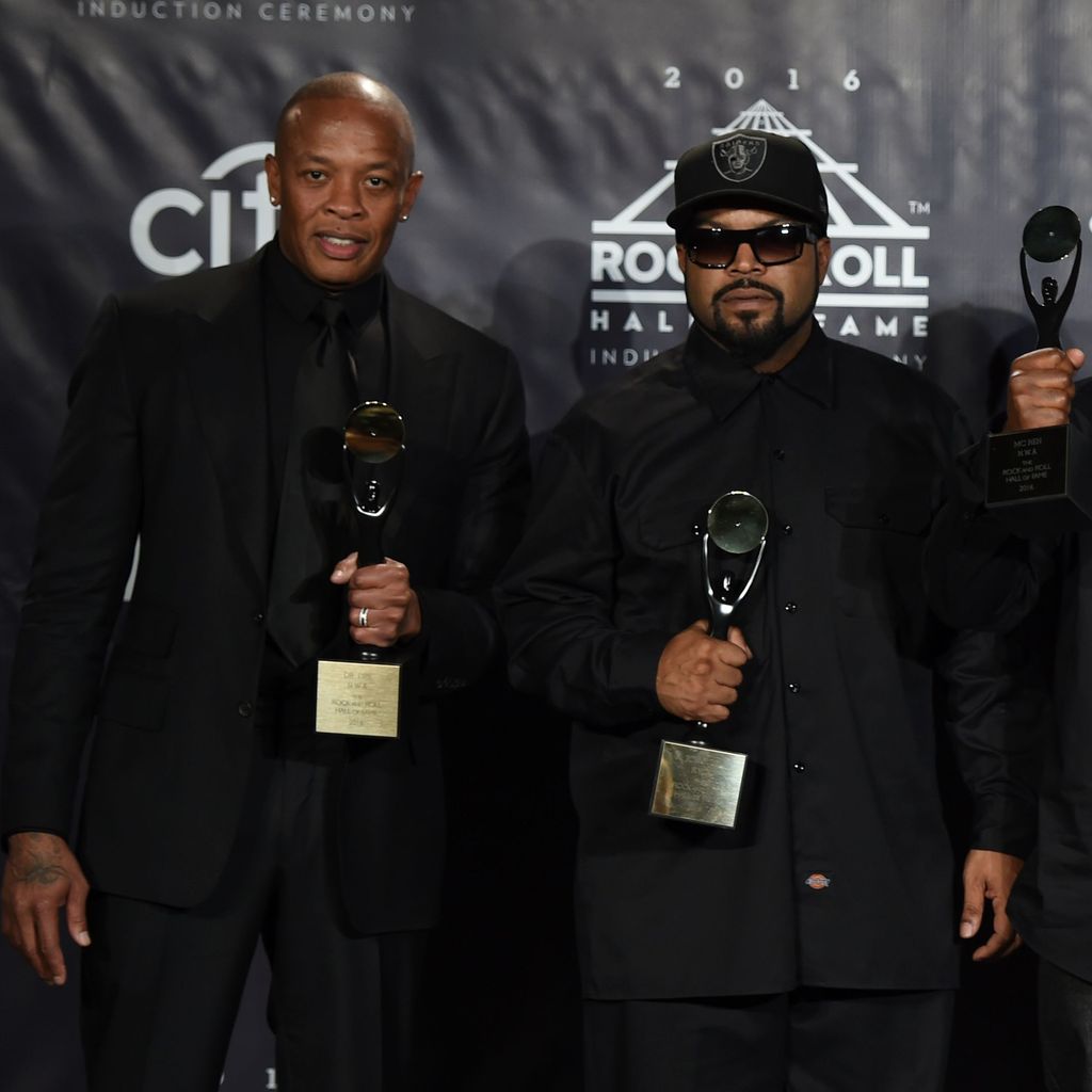 N.W.A.-Bandmitglieder: Dr. Dre, Ice Cube & MC Ren (v.l.)