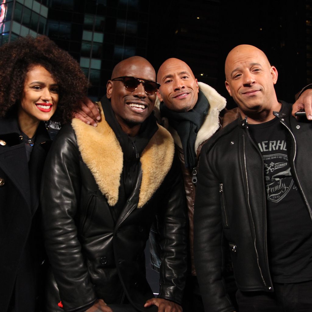 Nathalie Emmanuel, Tyrese Gibson, Dwayne Johnson und Vin Diesel in New York