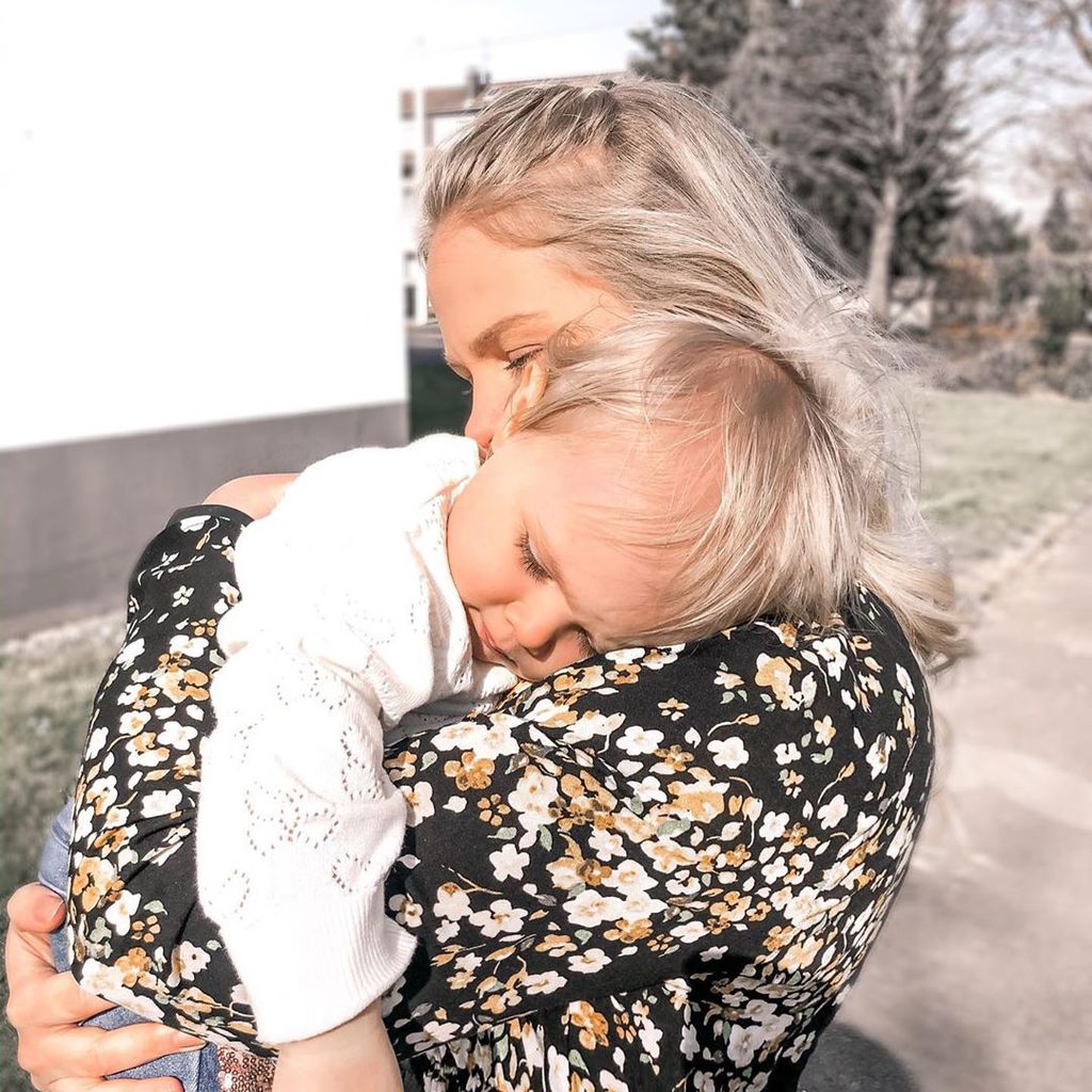 Nicole Handwerker mit ihrer Tochter, April 2020