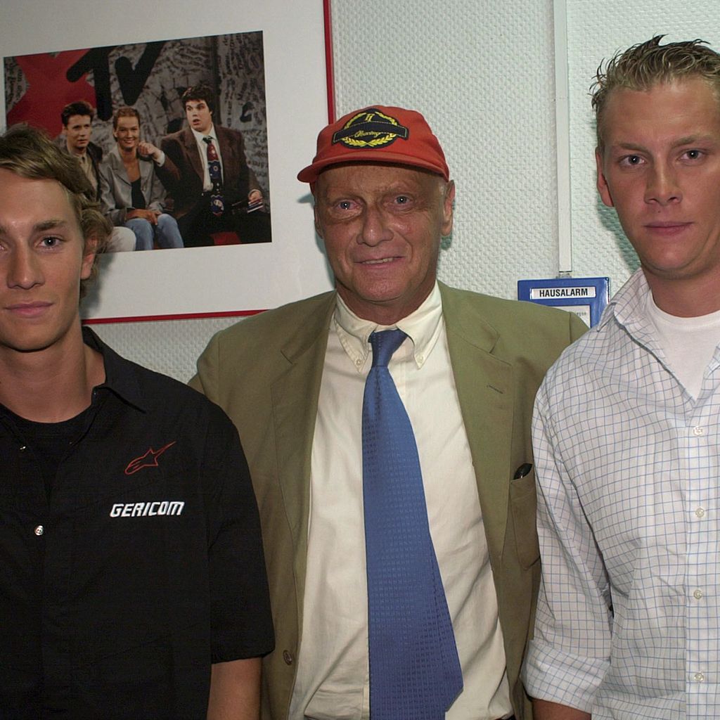 Niki Lauda mit seinen Söhnen Mathias und Lukas