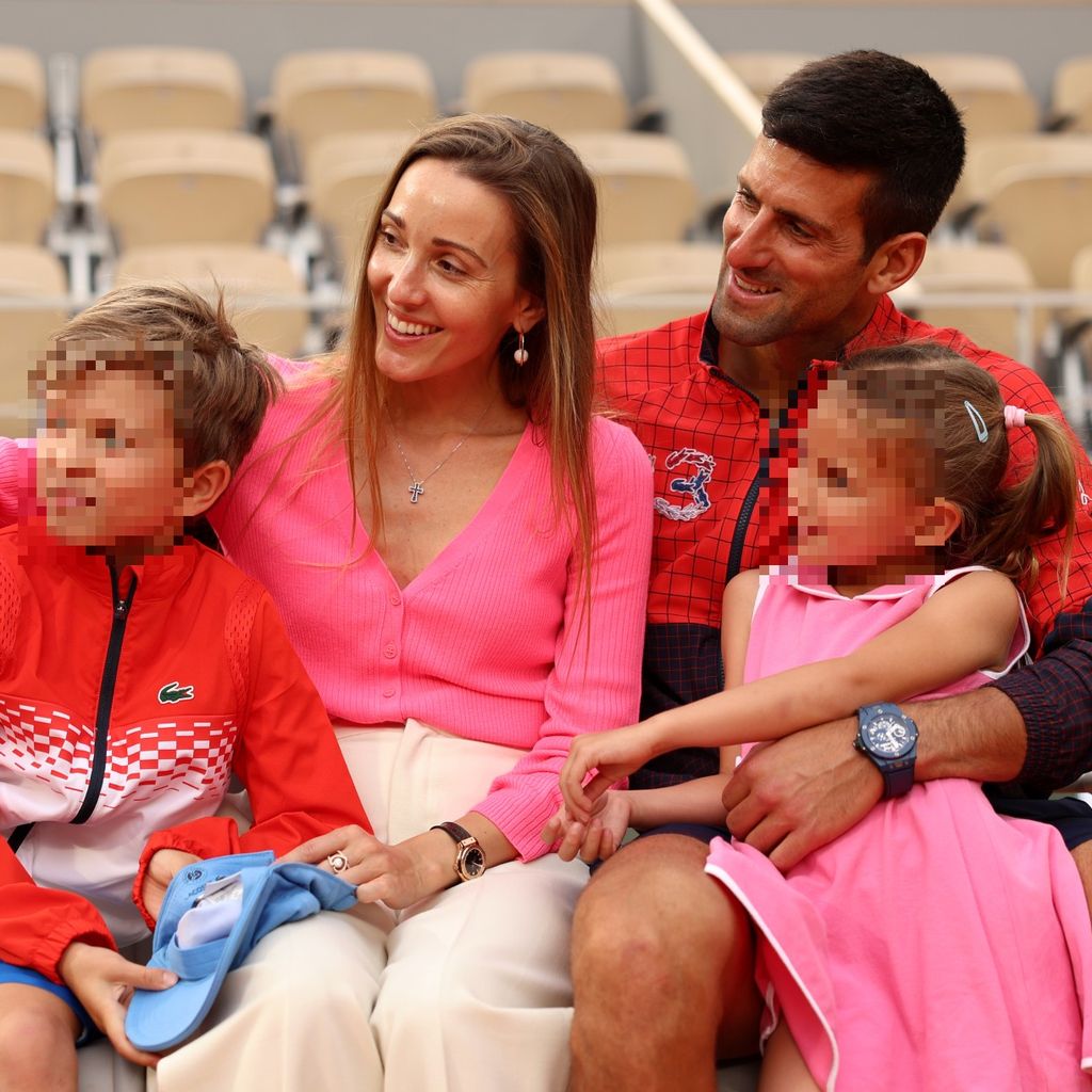 Novak Djokovic, seine Frau Jelena und ihre Kinder Stefan und Tara im Juni 2023