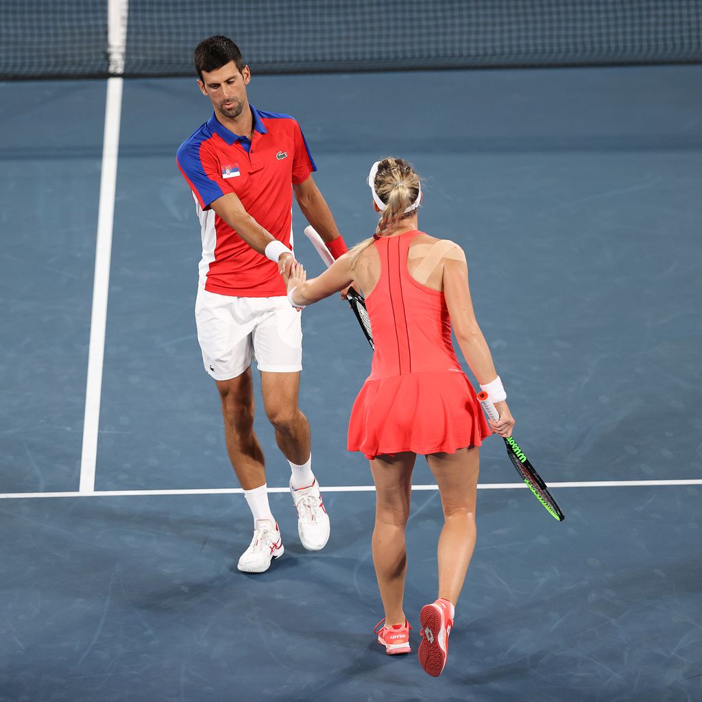 Novak Djokovic und Nina Stojanovic bei den Olympischen Spielen