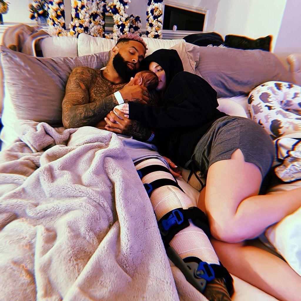 Odell Beckham Jr. und seine Freundin Lauren Wood mit ihrem Baby