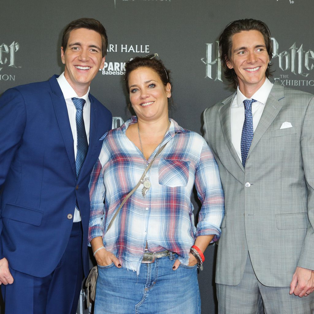Oliver Phelps, Muriel Baumeister und James Phelps im Oktober 2018 in Potsdam