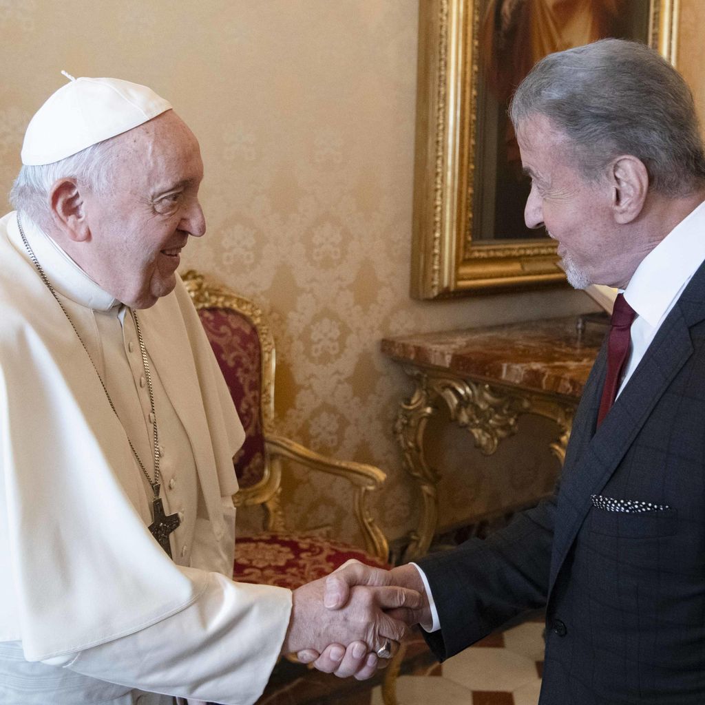 Papst Franziskus und Sylvester Stallone, September 2023