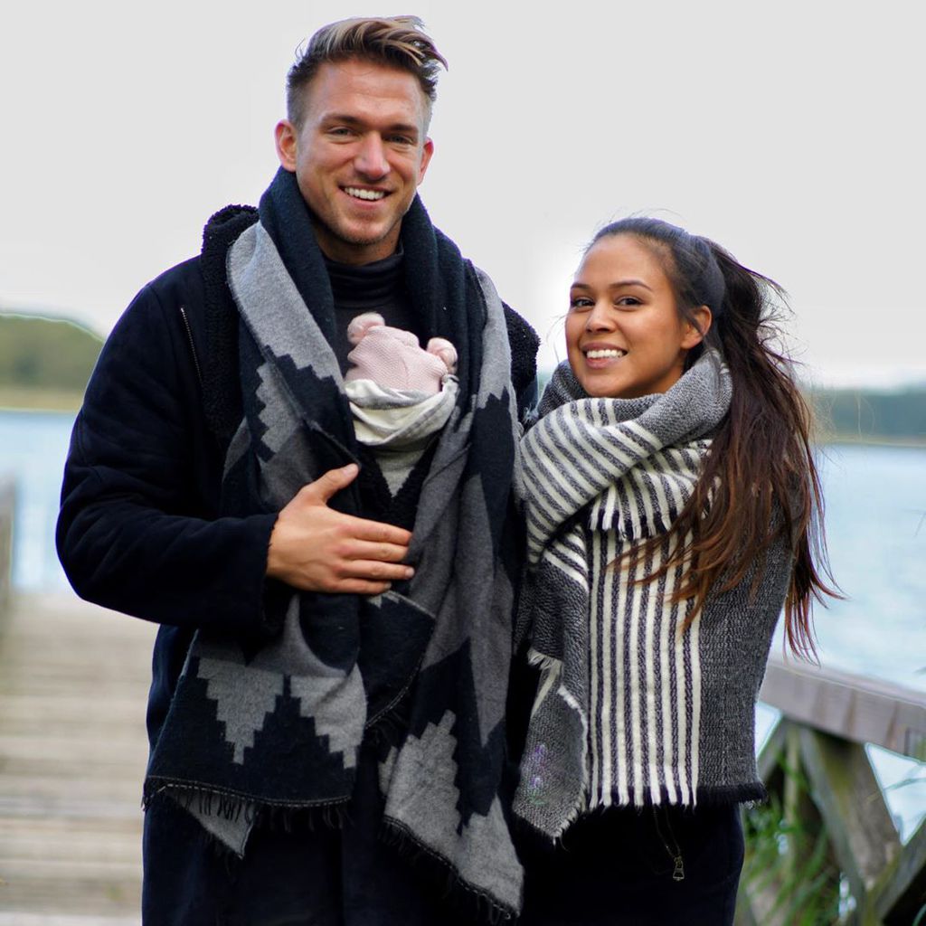 Patrick Fabian mit Freundin Lea und Tochter Lilly, Oktober 2019
