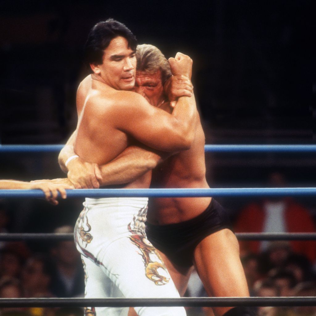 Paul Orndorff und Hulk Hogan bei einem Kampf