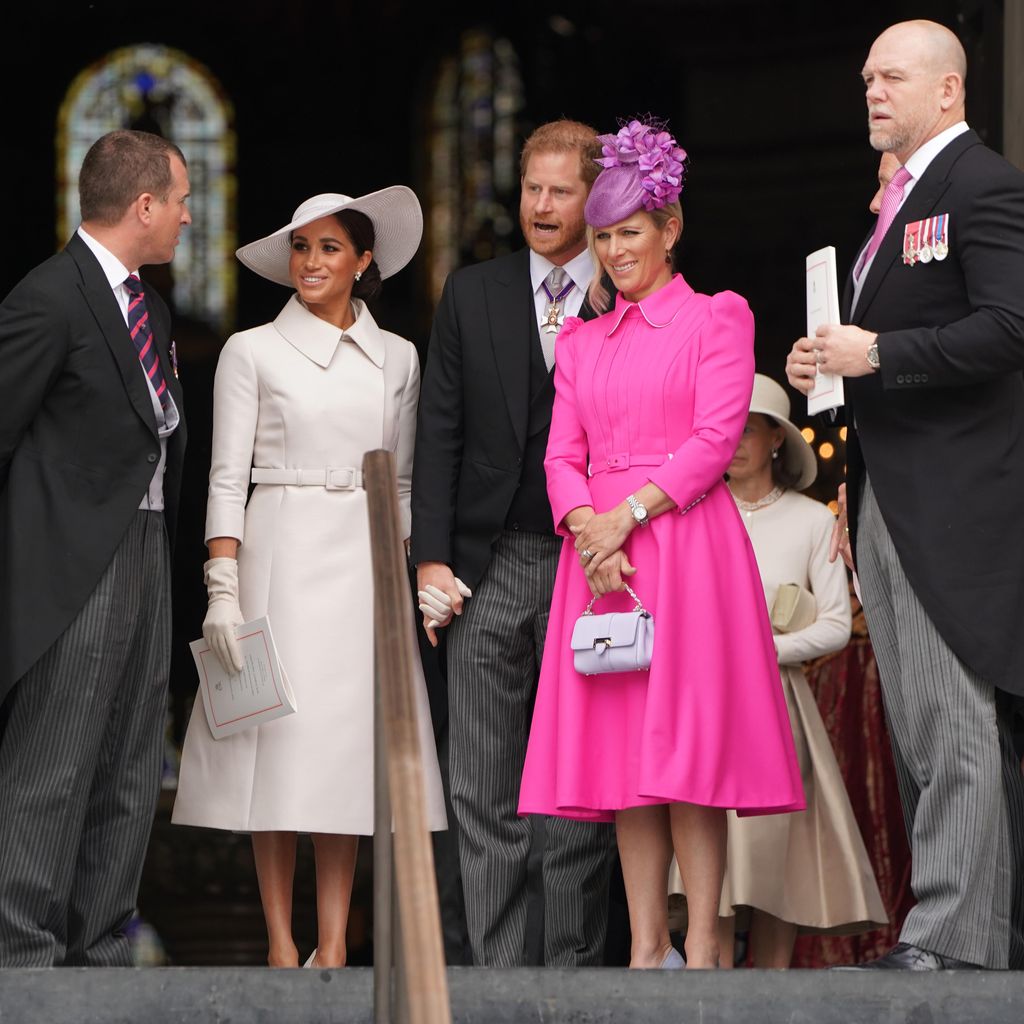 Peter Phillips, Herzogin Meghan und Prinz Harry mit Zara und Mike Tindall