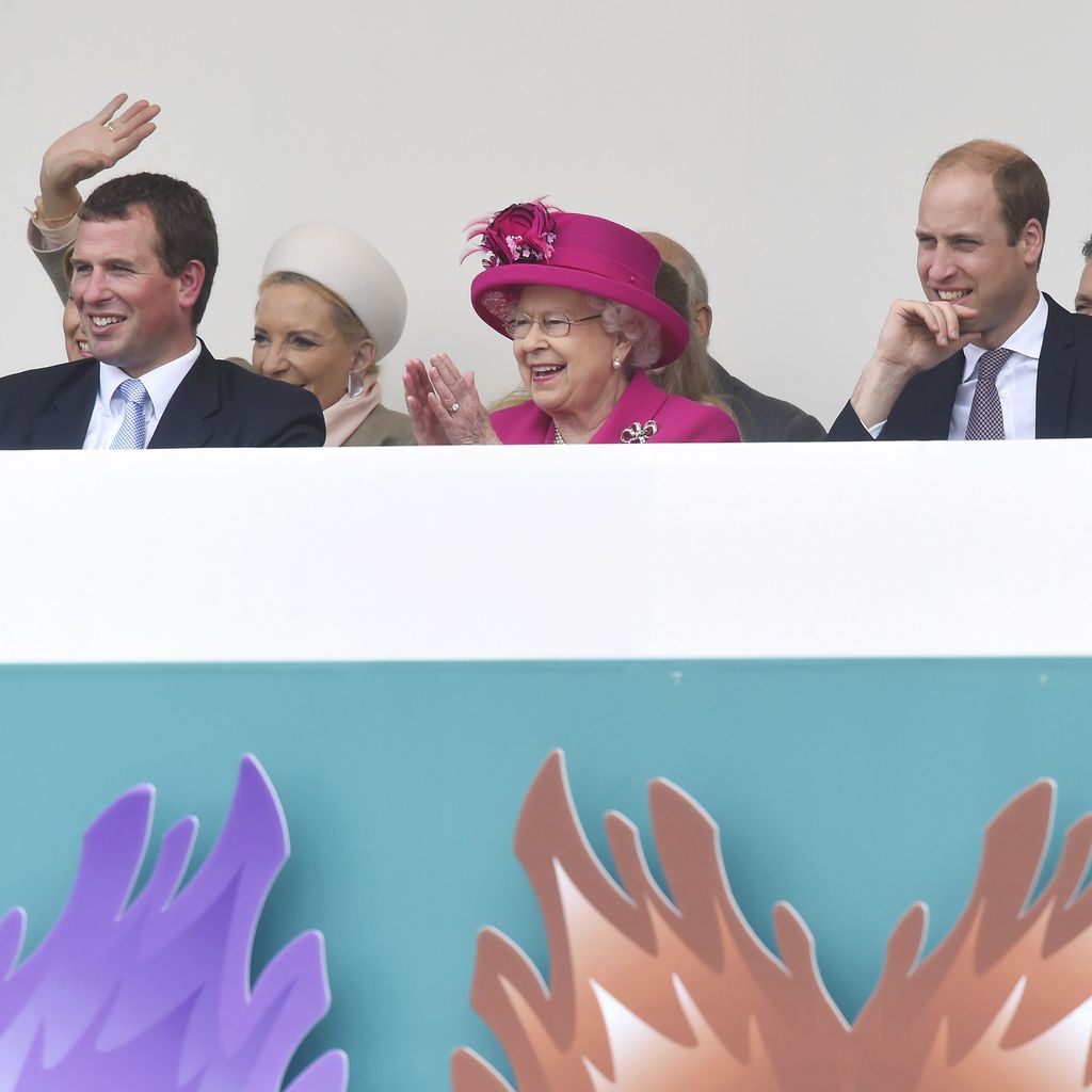 Peter Phillips, Queen Elizabeth II., Prinz William und Prinz Harry im Juni 2016