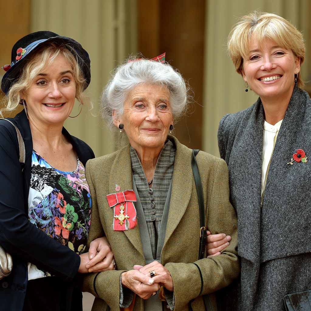 Phyllida Law mit Sophie Thompson und Emma Thompson nach der Investitur im Buckingham Palast, London, 11. November 2014