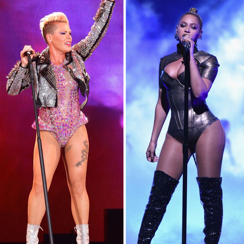 Pink und Beyoncé auf der Bühne