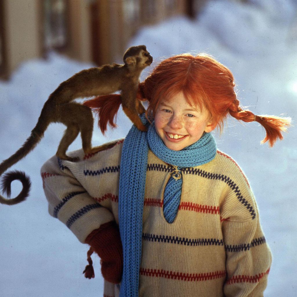 Pippi Langstrumpf mit Affe Herr Nilsson