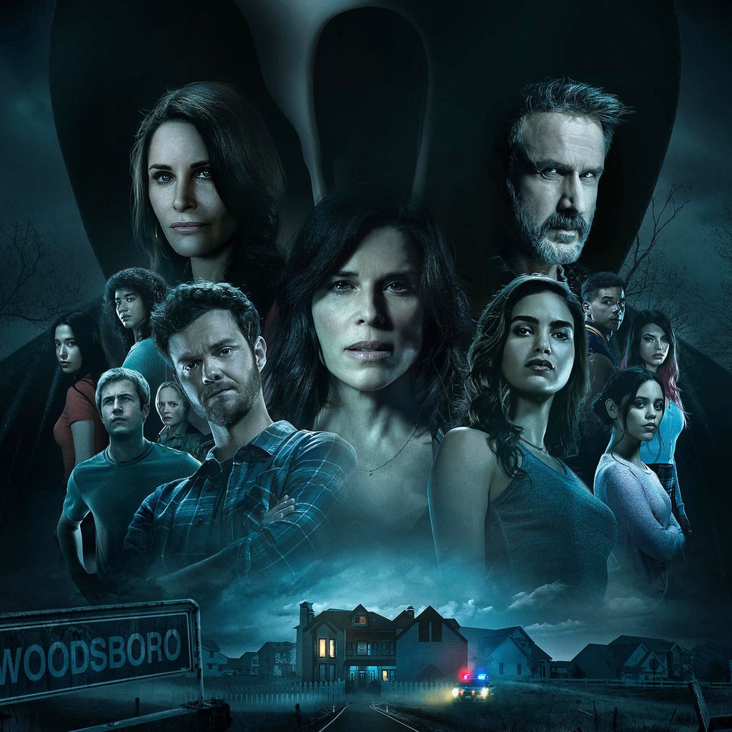 Plakat zu "Scream 5" mit Neve Campbell, David Arquette, Courteney Cox, Marley Shelton und Jack Quaid
