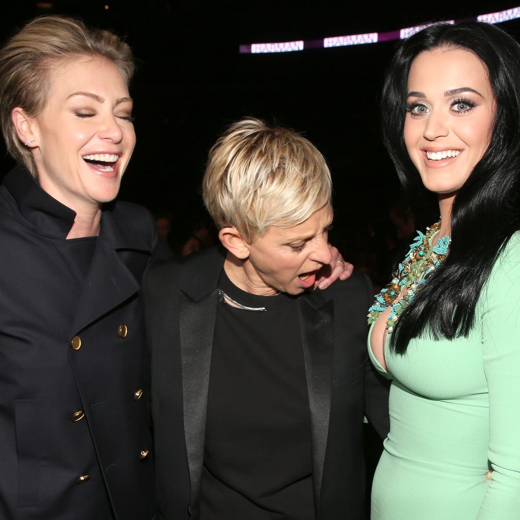 Portia de Rossi, Ellen DeGeneres und Katy Perry bei den Grammy Awards 2013