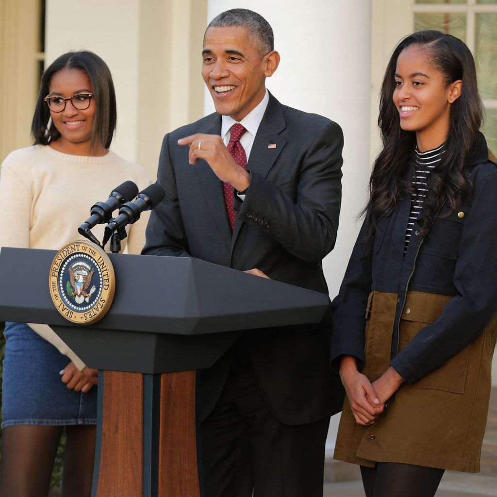 Präsident Barack Obama und seine Töchter Sasha und Malia