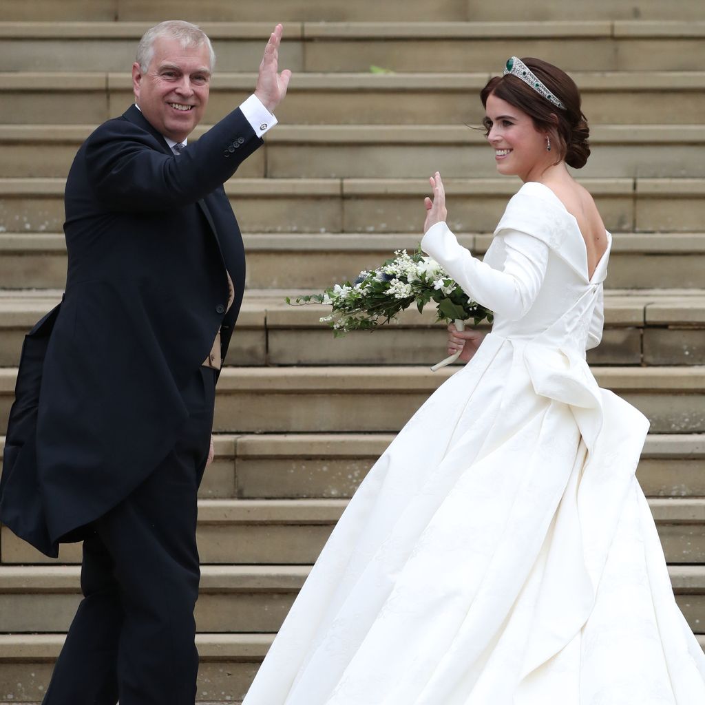 Prinz Andrew und Prinzessin Eugenie bei Eugenies Hochzeit im Jahr 2018