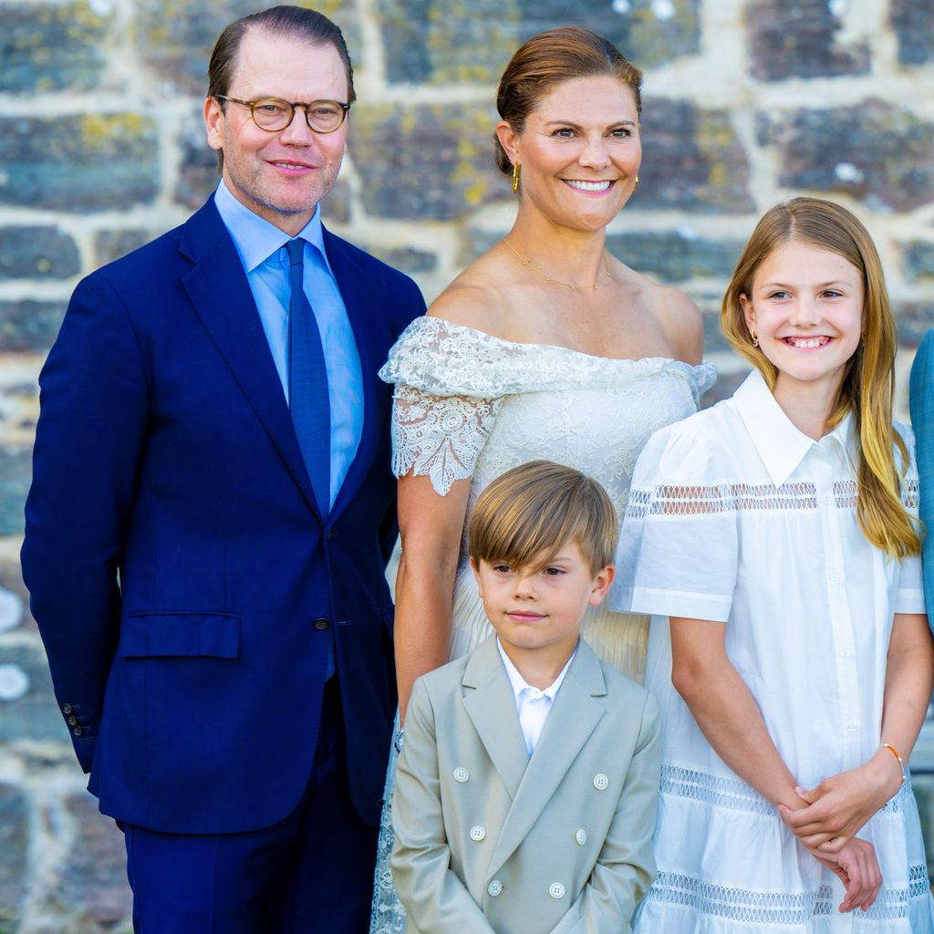 Prinz Daniel, Prinzessin Victoria, Prinz Oscar und Prinzessin Estelle im Juli 2023