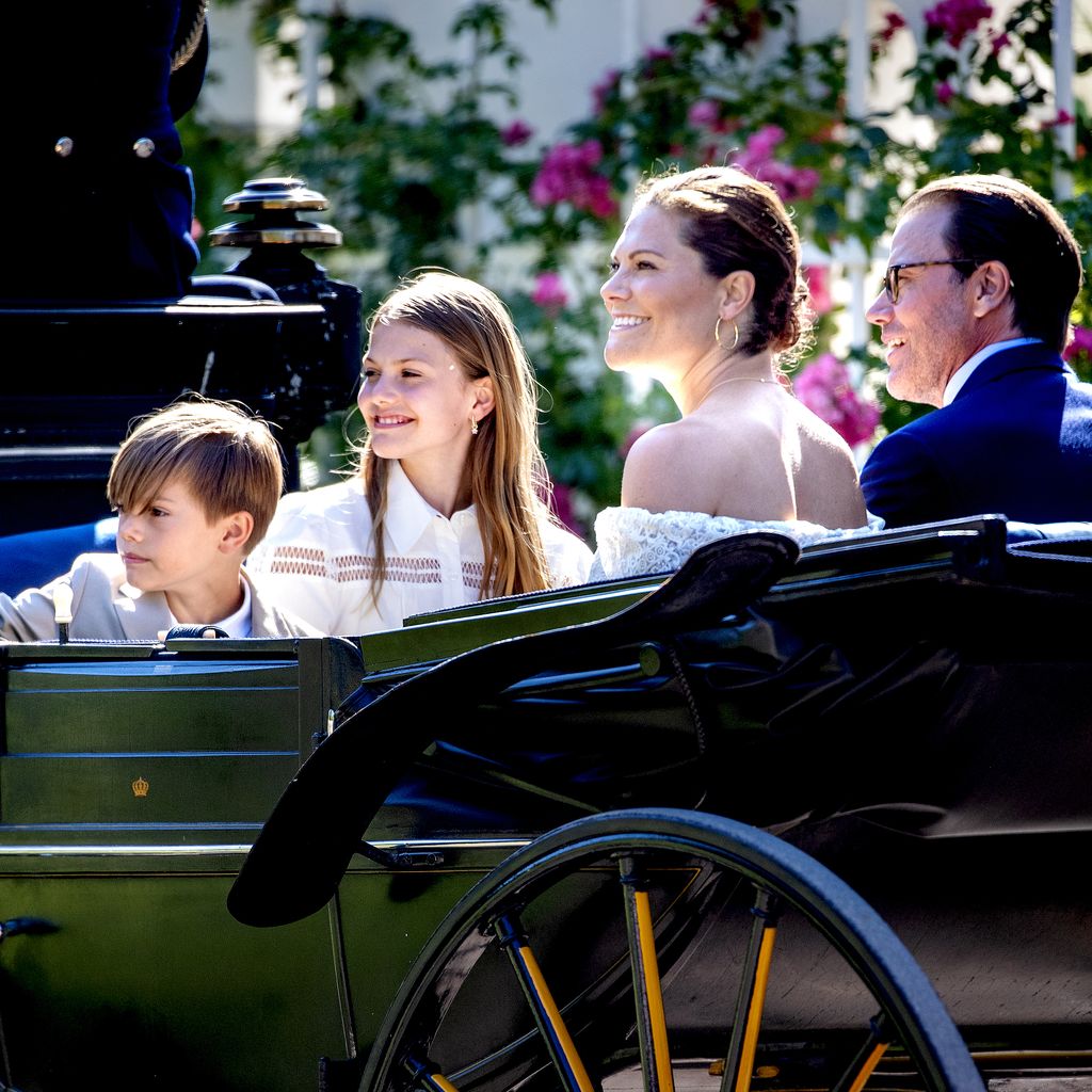 Prinz Oscar, Prinzessin Estelle, Prinzessin Victoria und Prinz Daniel im Juli 2023