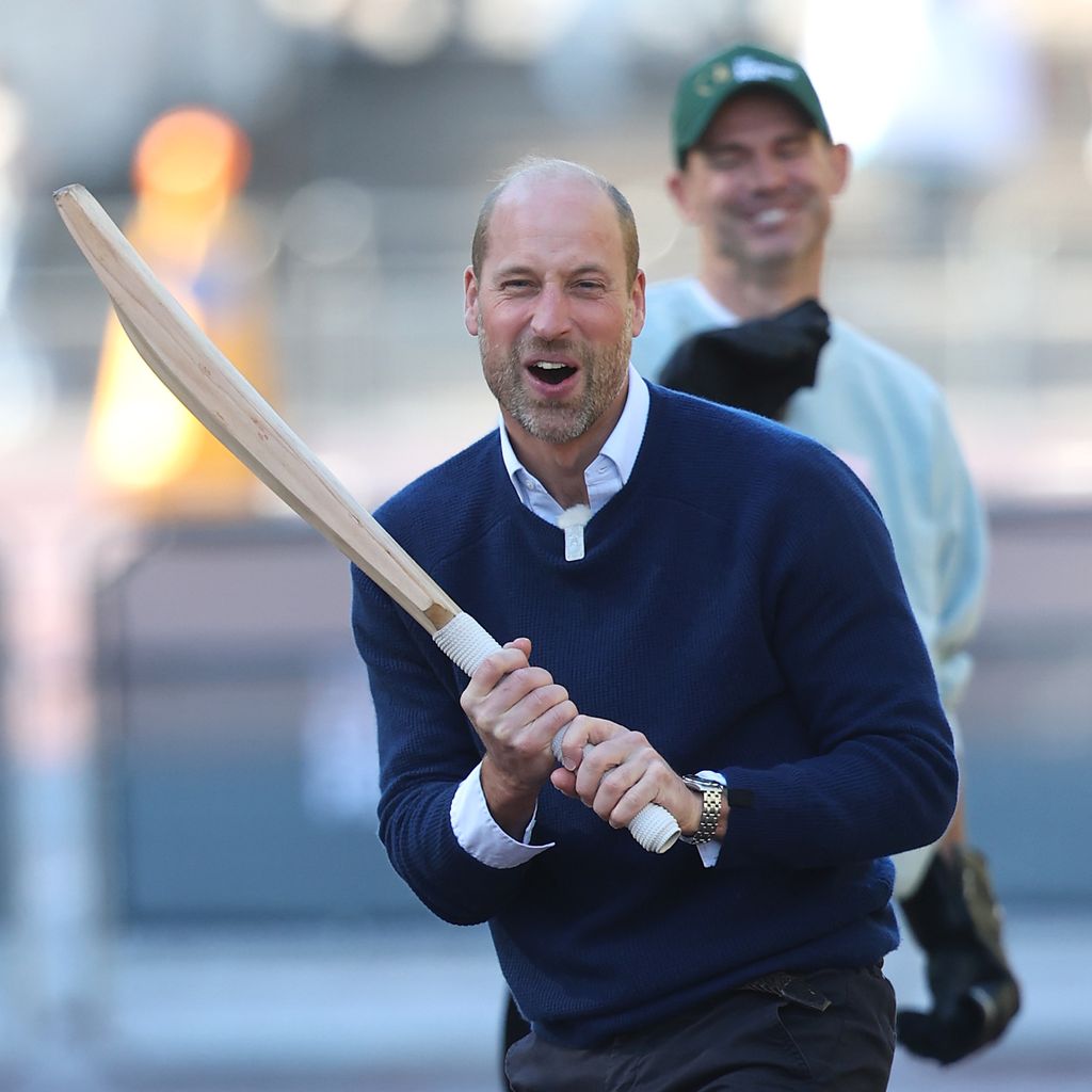Prinz William reagiert auf einen Schlag bei Earthshots "Cricket On The Mall" in London, 13. Oktober 2026