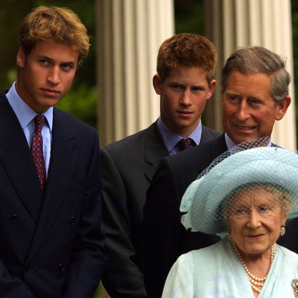 Prinz William, Prinz Harry, Prinz Charles und Queen Mum