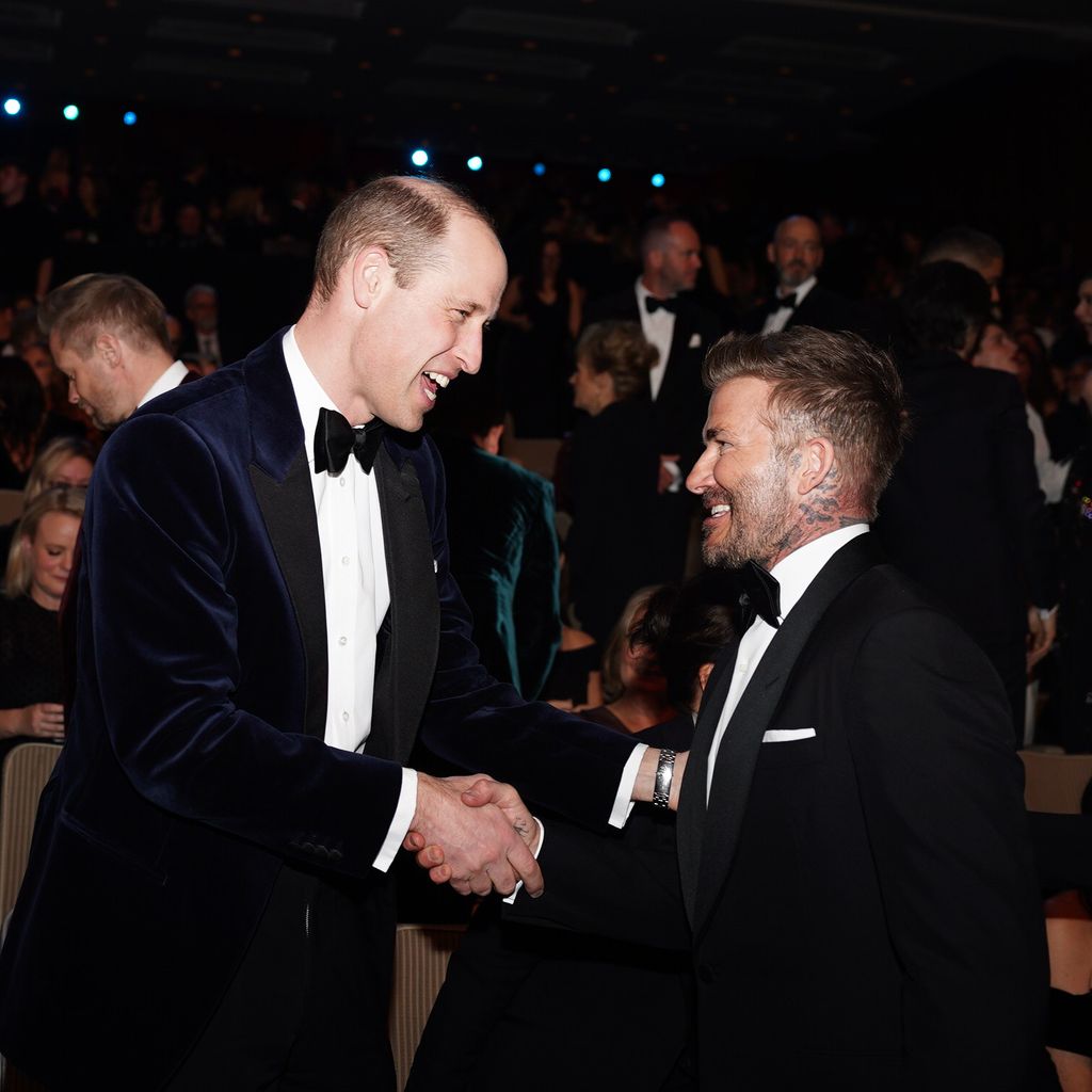 Prinz William und David Beckham während der Bafta Film Awards 2024 in London.