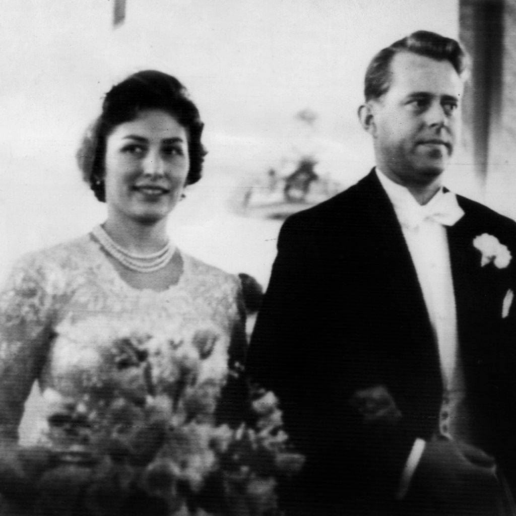 Prinzessin Astrid von Norwegen und Johan Martin Ferner bei ihrer Trauung am 12. Januar 1961 in der lutherischen Kirche
