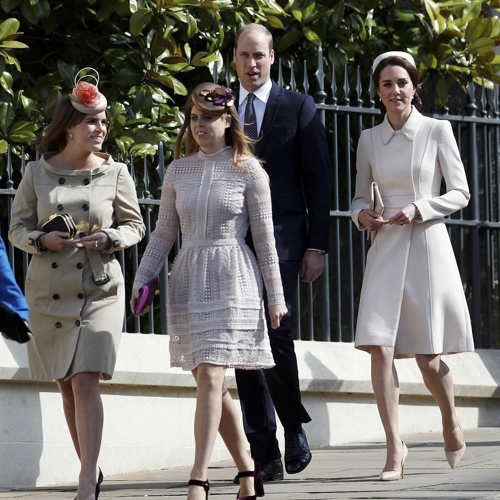 Prinzessin Eugenie, Prinzessin Beatrice, Prinz William und Prinzessin Kate beim Ostergottesdienst in der St George’s Chapel in Windsor, 2017