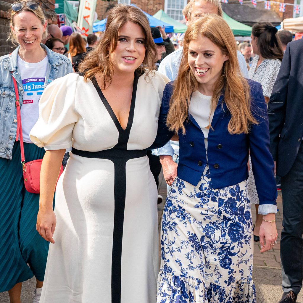 Prinzessin Eugenie und Prinzessin Beatrice beim Coronation Big Lunch in Chalfont St Giles, Buckinghamshire, 2023