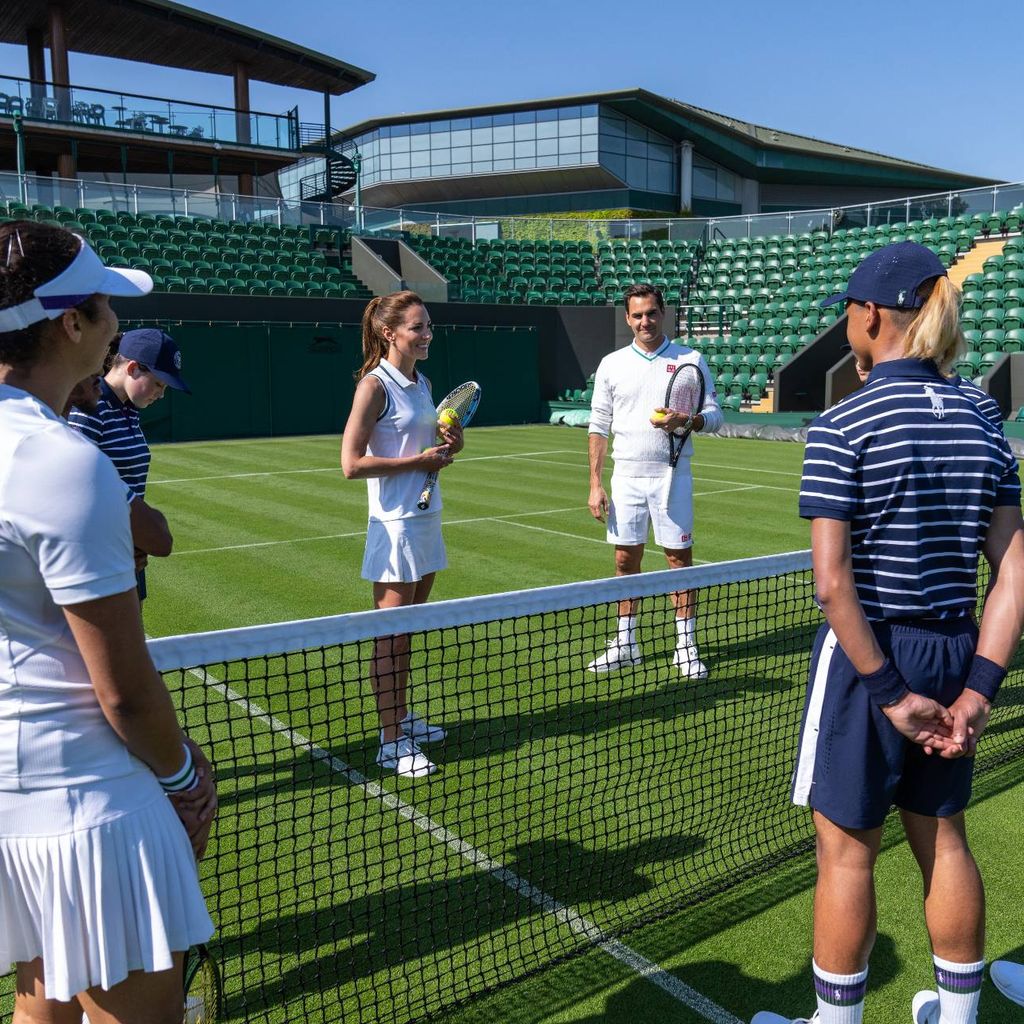 Prinzessin Kate und Roger Federer mit Teenagern in Wimbledon im Juni 2023