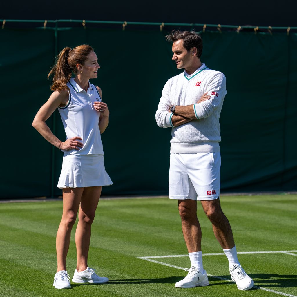 Prinzessin Kate und Roger Federer in Wimbledon im Juni 2023