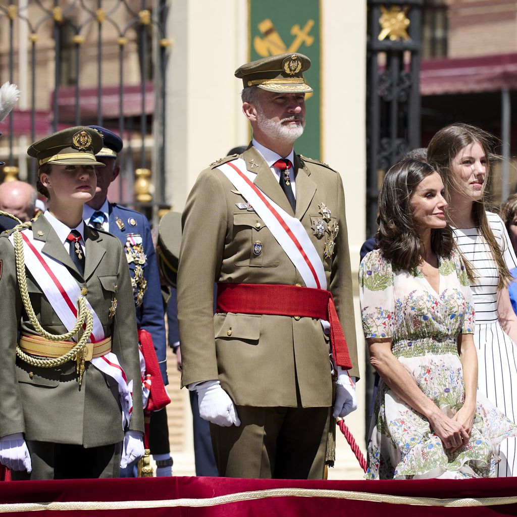 Prinzessin Leonor, König Felipe, Königin Letizia und Prinzessin Sofia in Zaragoza, Juli 2024