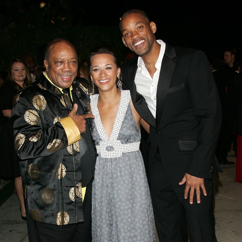 Quincy Jones, Rashida Jones und Will Smith nach den Oscars, Februar 2007