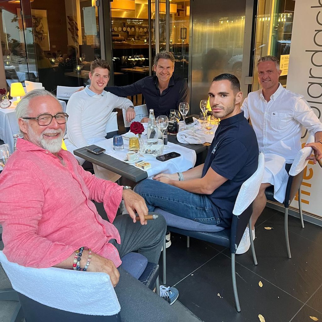 Ralf Schumacher mit seinem Sohn David und Freund Étienne, Juli 2024