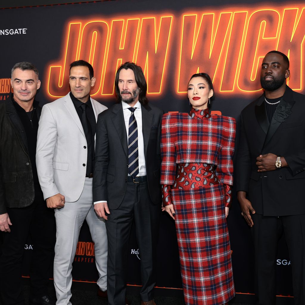 Regisseur Chad Stahelski (links) und der Cast bei der Premiere von "John Wick 4" in New York, 2023