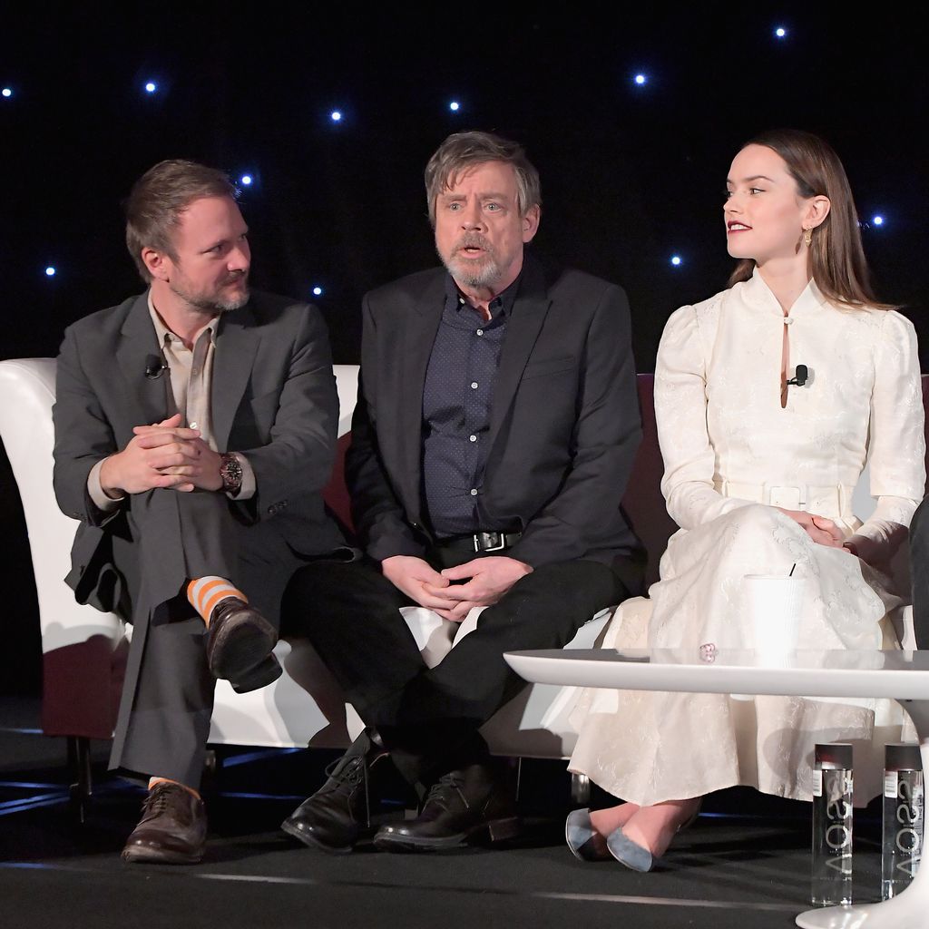 Rian Johnson, Mark Hamill und Daisy Ridley